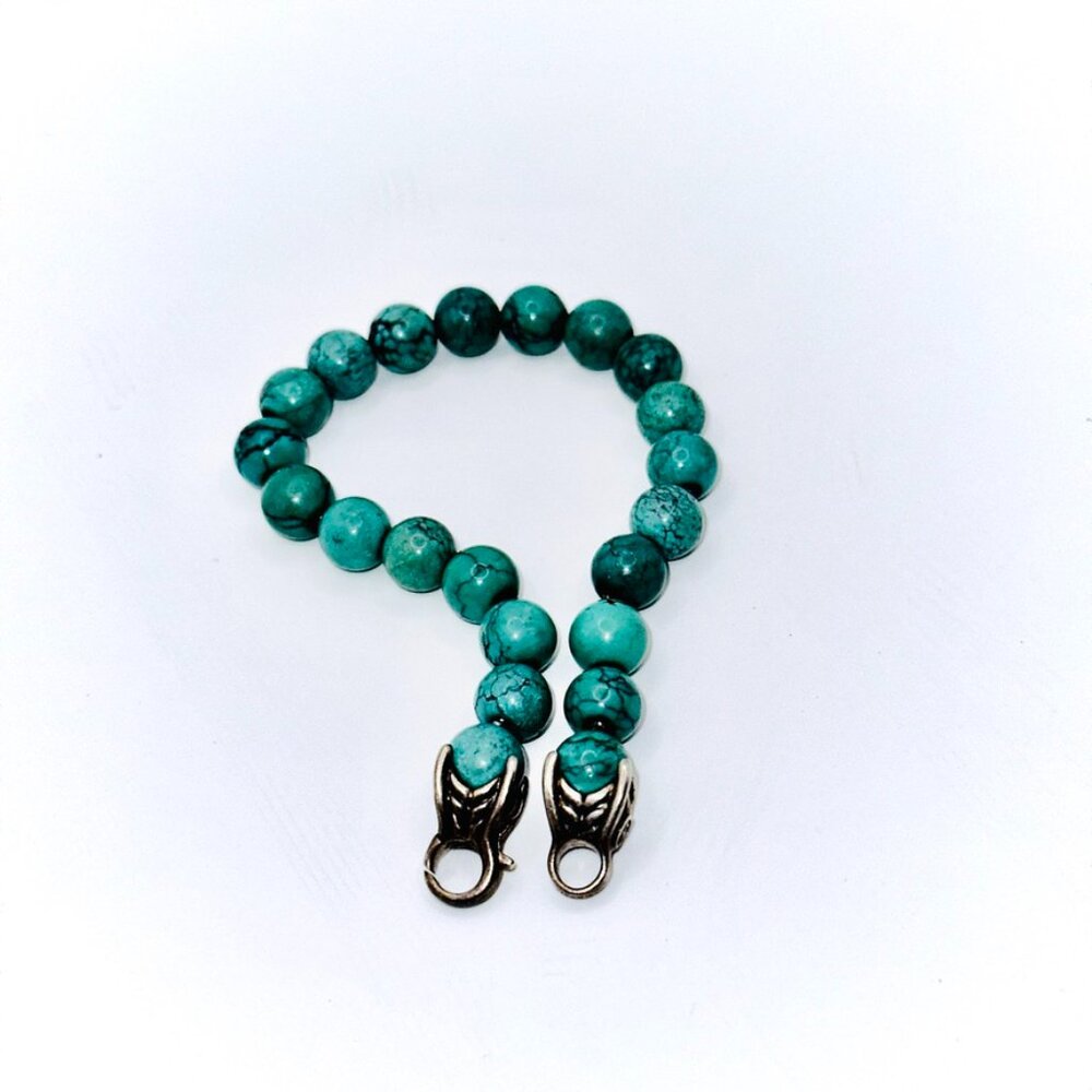 David Yurman Turquoise Beaded Bracelet w/ Sculptural Clasp | Designer Jewelry